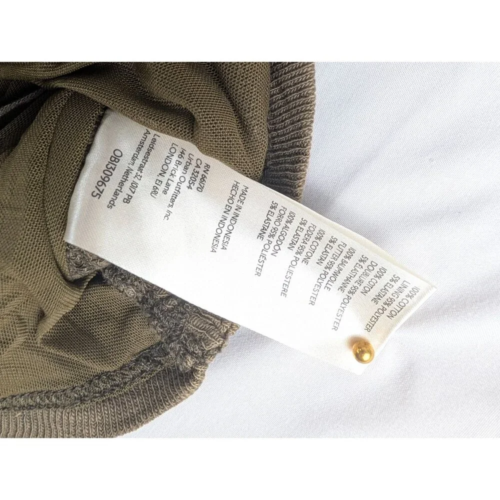 Free People Top Womens Small Olive‎ Rouched Cropped Tank